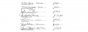 Photo of the actual signatures from the Declaration of Intent